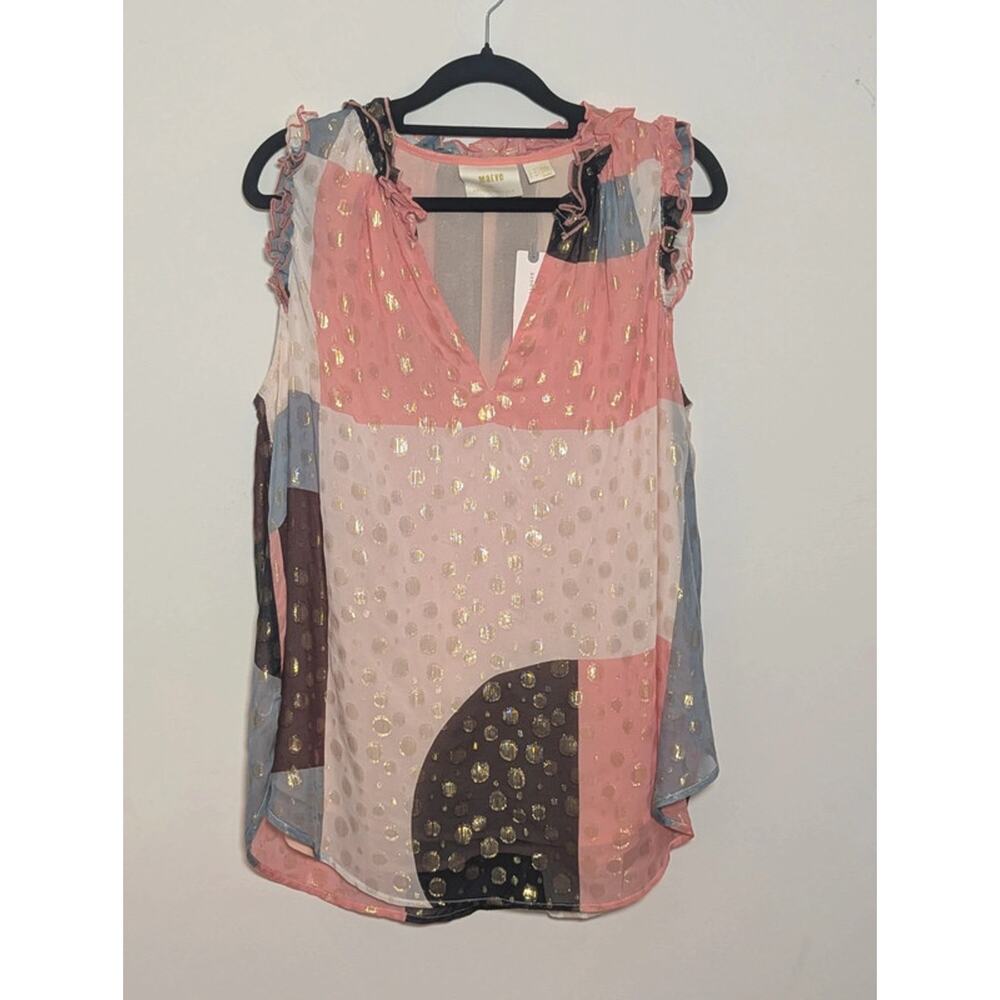Maeve Anthropologie Metallic Polka Dot Sleeveless Blouse Size 10 NWT